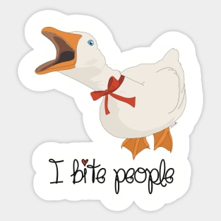 I Bite People Goose Sticker